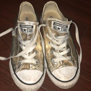 Gold glitter converse all star youth size 3